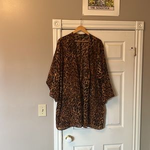 Vintage, leopard print, kimono/cover-up with “solange” label